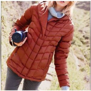 Patagonia Downtown Loft Hooded Puffer Jacket Burnt Orange Down Coat Women Small